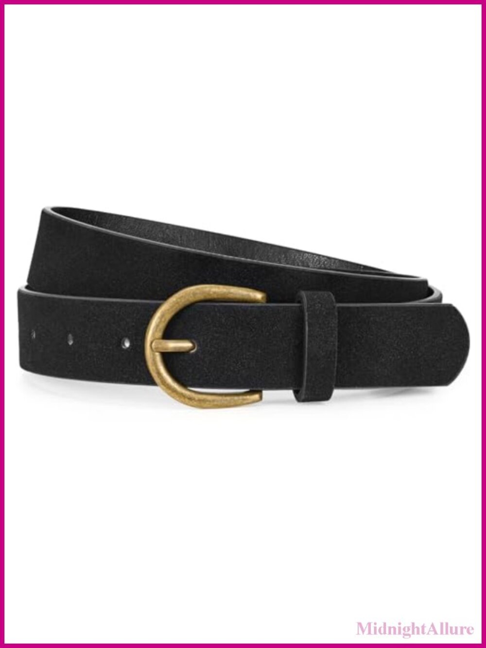 Suede Leather Belt with Bronze Buckle Adjustable Fit for Jeans Pants
